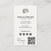 Neutraal monogram foto sociale media QR-code Visitekaartje (Achterkant)