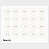 Neutraal Monogram Moderne Trouw Ronde Sticker (Vel)