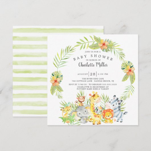 Neutraal Oerwoud Baby shower Kaart (Voorkant / Achterkant)