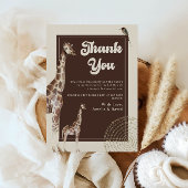 Neutraal Oerwoud Safari Giraffe Baby shower Bedankkaart