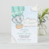 Neutraal Olifant Mint Groen Baby shower Kaart (Staand voorkant)