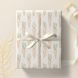 Neutraal Pasen Patroon Wortel Lente Tuin Beige Cadeaupapier