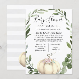 Neutraal pompoen Baby shower per post uitnodiging