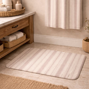 Neutraal rustiek boerderij gestreept beige & taupe badmat