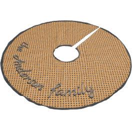 Neutraal rustiek rieten geel met aangepaste tekst kerstboom rok