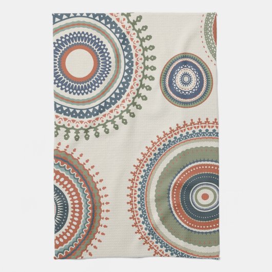 Neutraal Sage Blue Multi Mandala Theedoek (Verticaal)