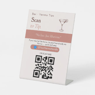 Neutraal Scan naar Tip QR Code Bord | Venmo Tips Reclamebord Met Voetstuk