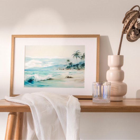 Neutraal strand Waterverf schilderij Poster