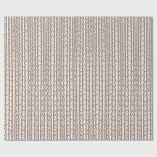 Neutraal Taupe Beige Bruin Wit Zigzag Stripes Cadeaupapier (Vlak)