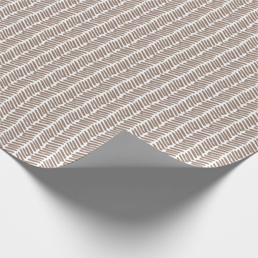 Neutraal Taupe Beige Bruin Wit Zigzag Stripes Cadeaupapier (Hoek)