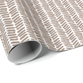 Neutraal Taupe Beige Bruin Wit Zigzag Stripes Cadeaupapier (Rol Hoek)