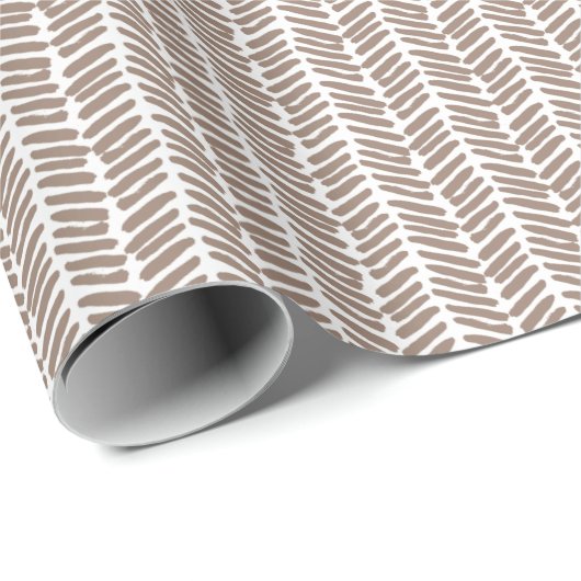 Neutraal Taupe Beige Bruin Wit Zigzag Stripes Cadeaupapier (Rol Hoek)