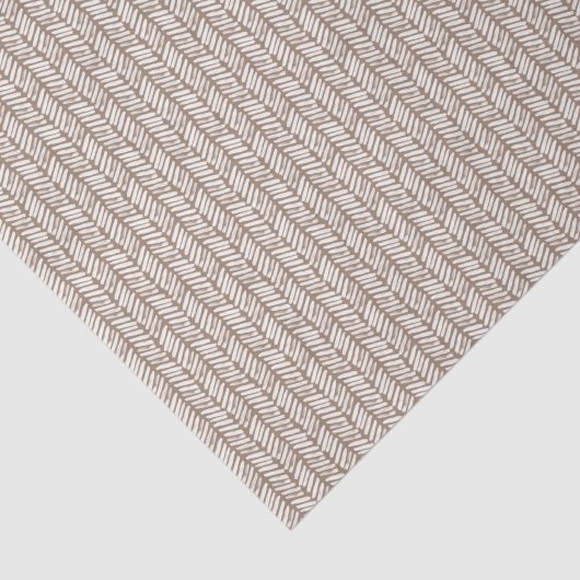 Neutraal Taupe Beige Bruin Wit Zigzag Stripes Tissuepapier (Detail)
