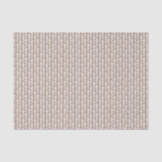 Neutraal Taupe Beige Bruin Wit Zigzag Stripes Tissuepapier (Voorkant)