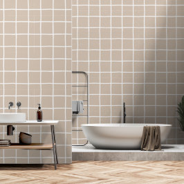Neutraal Taupe Geruit Scandinavisch Minimalistisch Behang