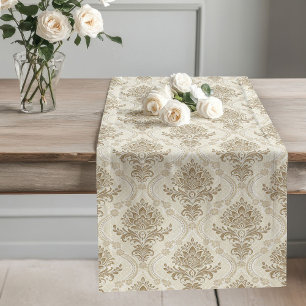 Neutraal Victoriaans Damask Classic Style Lange Tafelloper