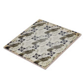  neutraal vogelpapier print keramische Tegel Tegeltje (Zijkant)