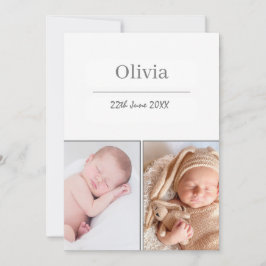 Neutraal White 2 Foto Baby Aankondiging