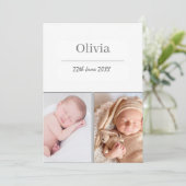 Neutraal White 2 Foto Baby Aankondiging (Staand voorkant)