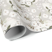 Neutraal White Floral Gift Wrap papier (Rol Hoek)