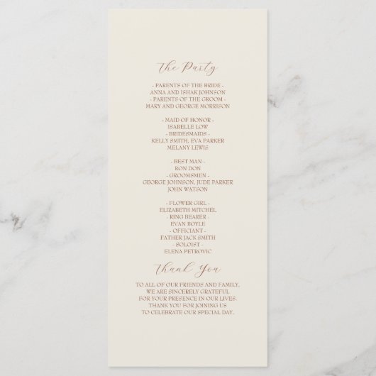 Neutraal Wildflower Wedding Programma (Achterkant)