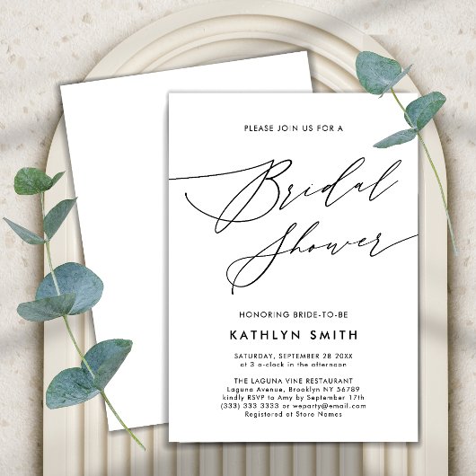 Neutraal wit Elegant Script Modern Vrijgezellenfee Kaart