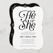 Neutraal, zwart en wit, hij of zij, gender onthull kaart (Voorkant / Achterkant)