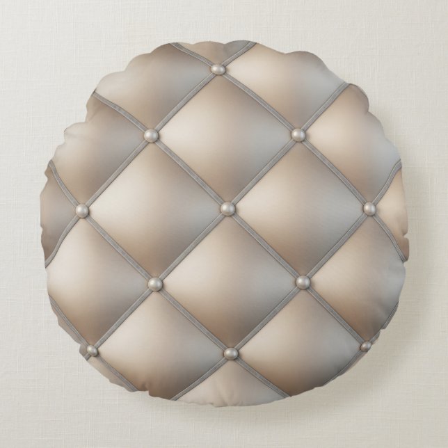 Neutral 3D Diamond Throw Pillow: AccessorizedPearl Rond Kussen (Voorkant)