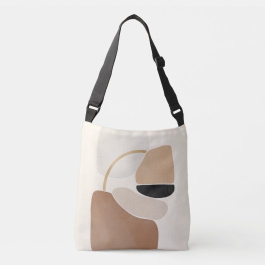 Neutral Abstract Shapes | Minimal Modern Fine Art Crossbody Tas (Voorkant)