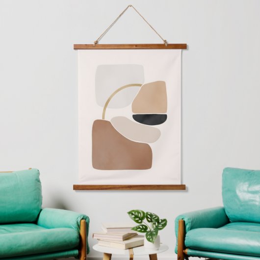 Neutral Abstract Shapes | Minimal Modern Fine Art  Hangend Wandkleed (Woonkamer)