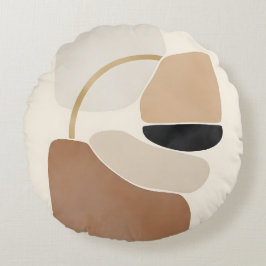 Neutral Abstract Shapes | Minimal Modern Fine Art  Rond Kussen