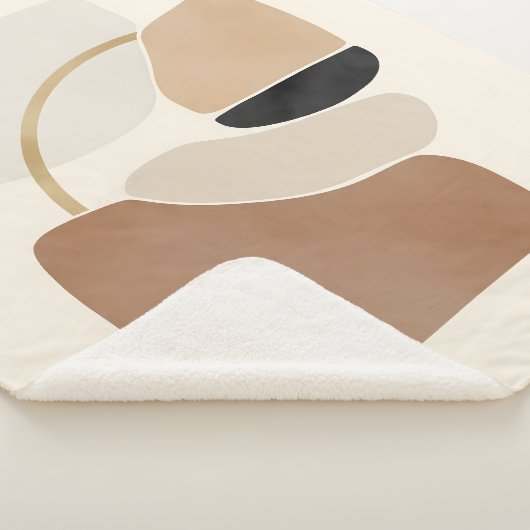 Neutral Abstract Shapes | Minimal Modern Fine Art  Sherpa Deken (3/4)