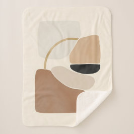 Neutral Abstract Shapes | Minimal Modern Fine Art  Sherpa Deken