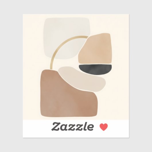 Neutral Abstract Shapes | Minimal Modern Fine Art  Sticker (Vel)