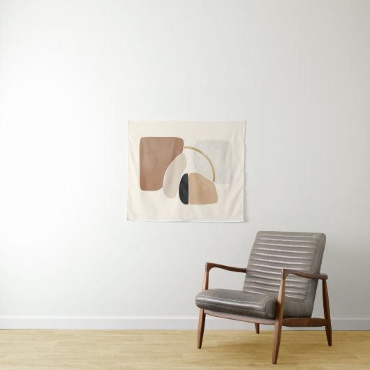 Neutral Abstract Shapes | Minimal Modern Fine Art  Wandkleed (In Situ (horizontaal))