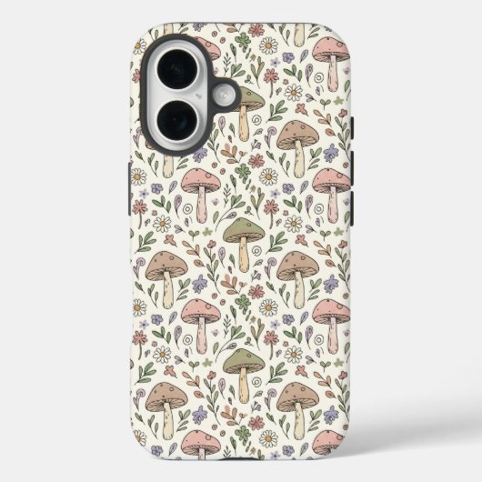 Neutral Aesthetic Mushroom Fungi Seamless Pattern Case-Mate iPhone Case (Achterkant)