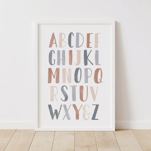 Neutral Alphabet Boho Kids Room Decor Poster