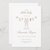 Neutral Baby Clothesline Shower Invitation (Devant / Derrière)