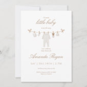 Neutral Baby Clothesline Shower Invitation Kaart (Voorkant)