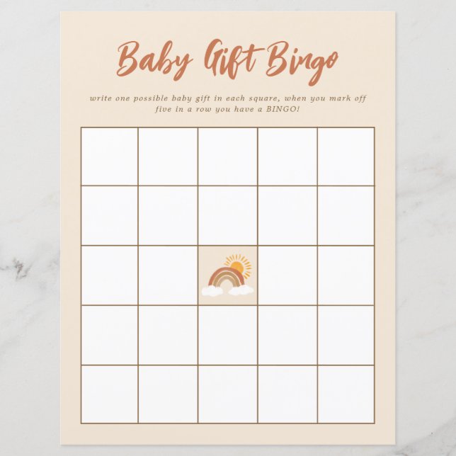 Neutral Baby Gift Bingo Baby shower spel (Voorkant)