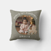 Neutral Baby’s 1st Christmas Train Keepsake Photo Kussen (Achterkant)