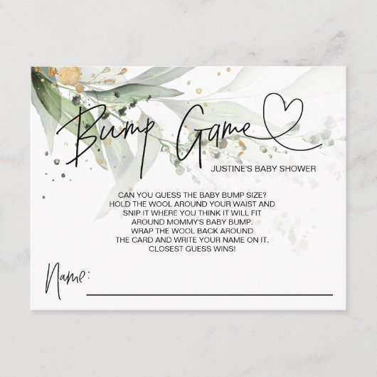 Neutral Baby Shower Game Bump Guess Cute Cards Informatiekaartje (Voorkant)
