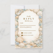 Neutral Beach Wreath Wedding RSVP Kaartje (Voorkant)