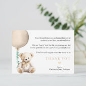Neutral Bearly Wait Baby shower bedankkaart (Staand voorkant)