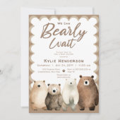 Neutral Bearly Wait Teddy Bear-Baby shower Kaart (Voorkant)