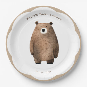 Neutral Bearly Wait Teddy Bear-Baby shower Papieren Bordje