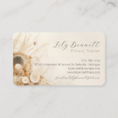 Neutral Beige Abstract Gedroogde Bloem Boho Script Visitekaartje (Achterkant)