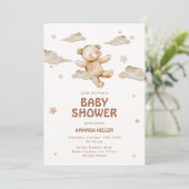Neutral Beige Beer Baby shower Invitation Kaart (Staand voorkant)