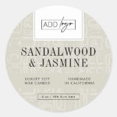 Neutral Beige Boho Logo Candle Jar Lid Ronde Sticker (Voorkant)