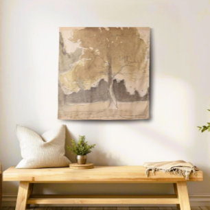 Neutral beige boomschets wandkleed